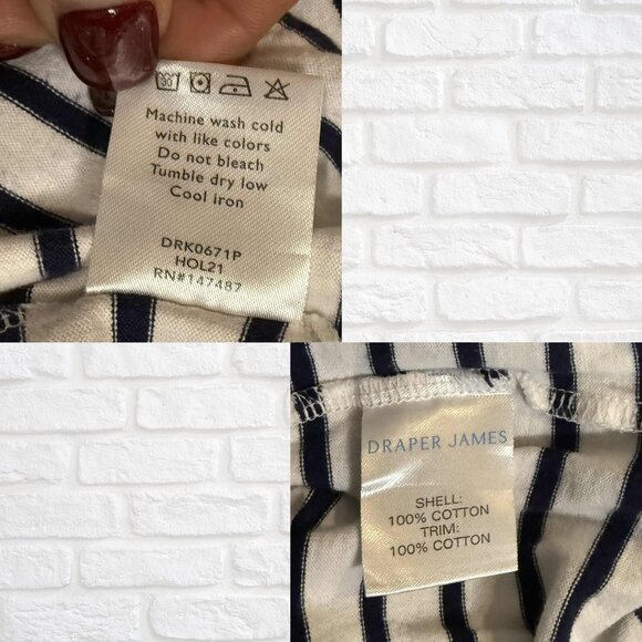 Draper James Tie Waist T-Shirt Dress Navy Stripe 2X Plus Size Cotton Coastal - Picture 7 of 7